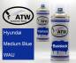 Preview: Hyundai, Medium Blue, WAU: 400ml Sprühdose + 400ml Klarlack - Set, von ATW Autoteile West.